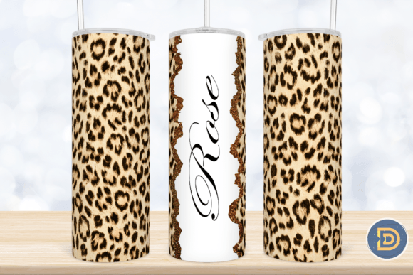 Add Name Leopard Glitter Tumbler Wrap