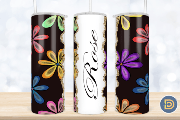 Add Your Own Text Doodle Floral Tumbler
