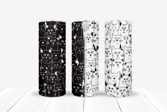 Black N White Cats Skinny Tumbler Wrap