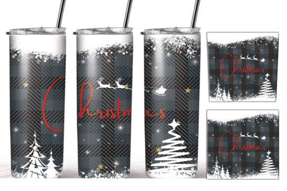 Christmas Plaid Snow Tumbler Wrap