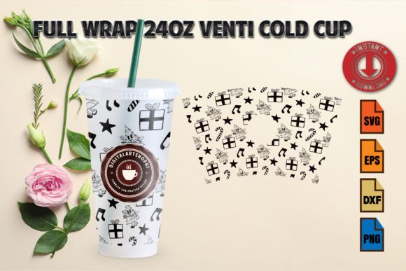 Christmas Tree SVG Full Wrap 24 Oz Cap