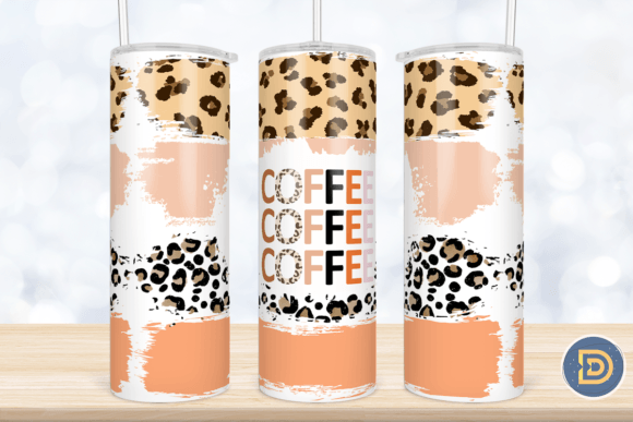 Coffee Leopard 20Oz Tumbler Wrap PNG