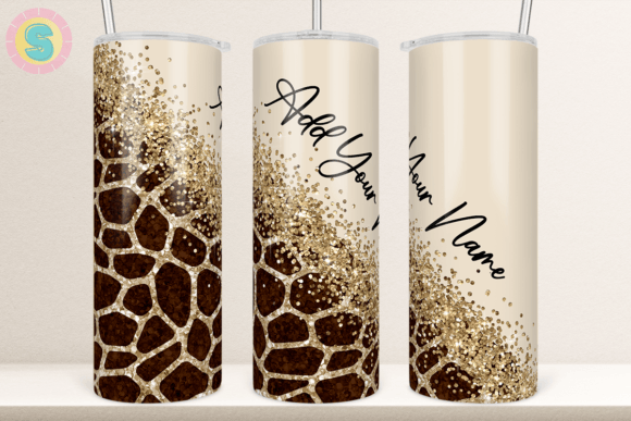 Diagonal Giraffe Glitter Tumbler Wrap