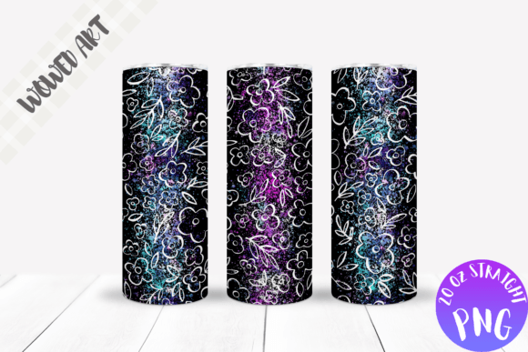 Floral Outline 20 Oz Skinny Tumbler Wrap