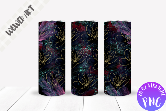 Flower Outline 20 Oz Skinny Tumbler Wrap