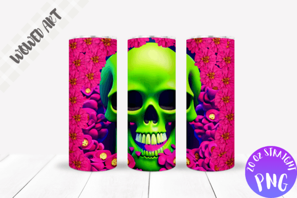 Flower Skull 20 Oz Skinny Tumbler Wrap