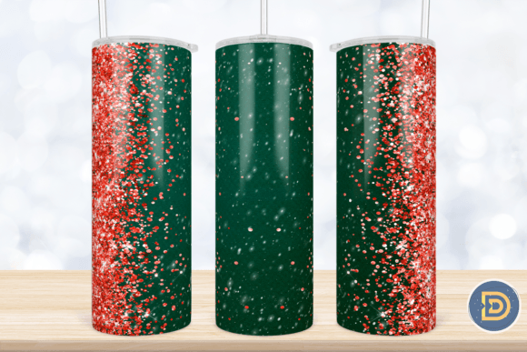 Glitter Christmas 20Oz Tumbler Wrap PNG