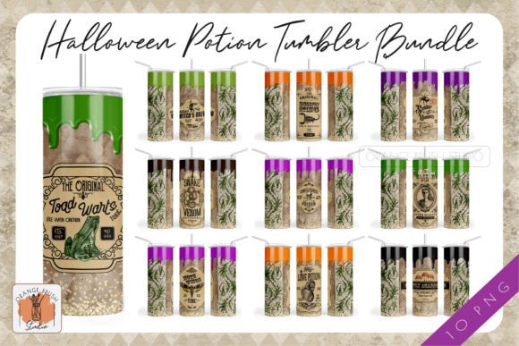 Halloween Potion Tumbler Wrap Bundle PNG