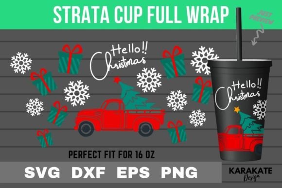 Hello Christmas, 16 Oz Strata Cup Wrap S