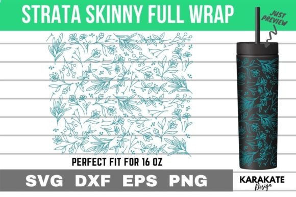 Line Flower 16 Oz Strata Skinny Wrap SVG