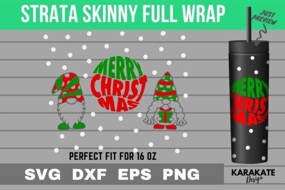 Merry Gnome 16 Oz Strata Skinny Wrap SVG