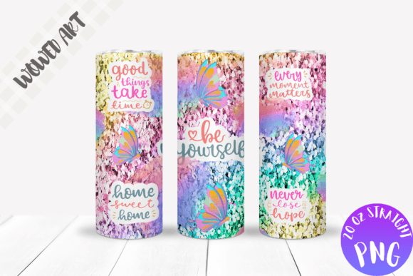 Motivational Quotes Skinny Tumbler Wrap