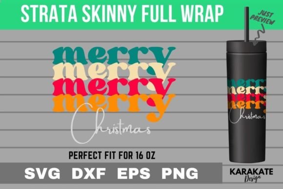 Retro Merry Xmas 16 Oz Strata Skinny SVG