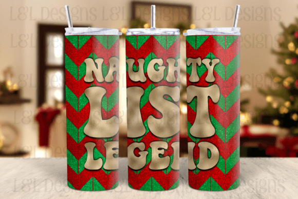 Seamless Naughty List Tumbler Design