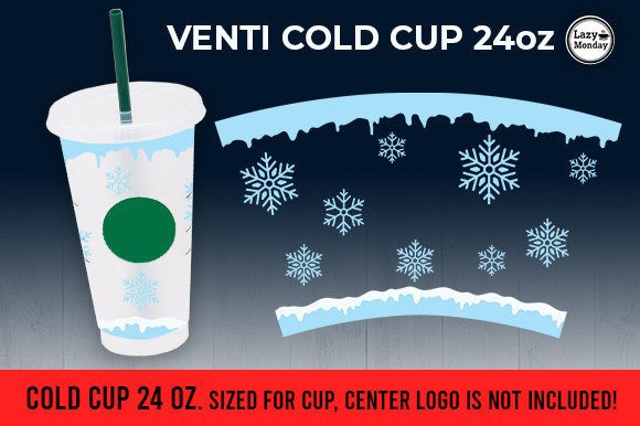 Snow Flake, Winter 24oz Venti Cold Cup